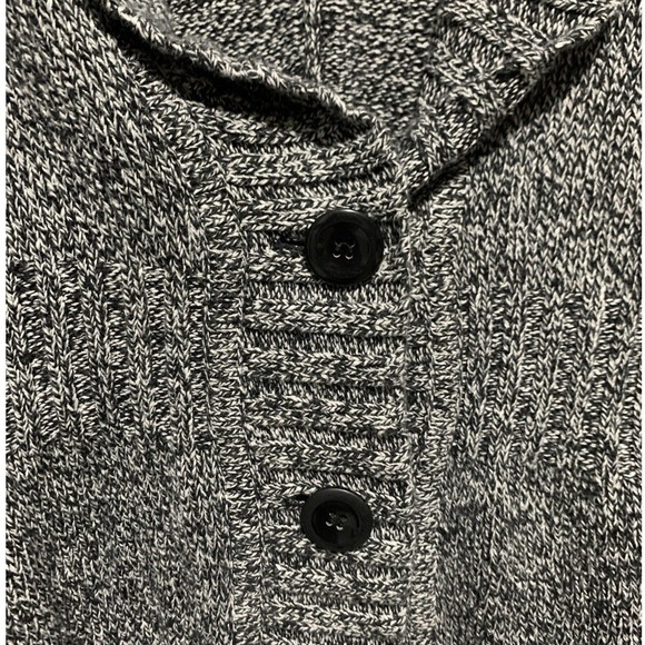 Boho preppy Women's Knit Cardigan Sweater Black White Speckled Shawl Collar XL - Picture 3 of 7